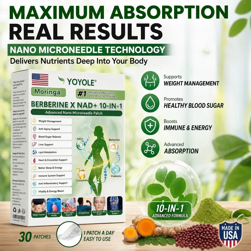 Official Store | YOYOLE® BERBERINE X NAD+ 10-IN-1 Advanced Nano Microneedle Patch (once daily, visible changes within 7 days) Obesity, diabetes, sleep apnea, and joint problems🎯🎯🎯